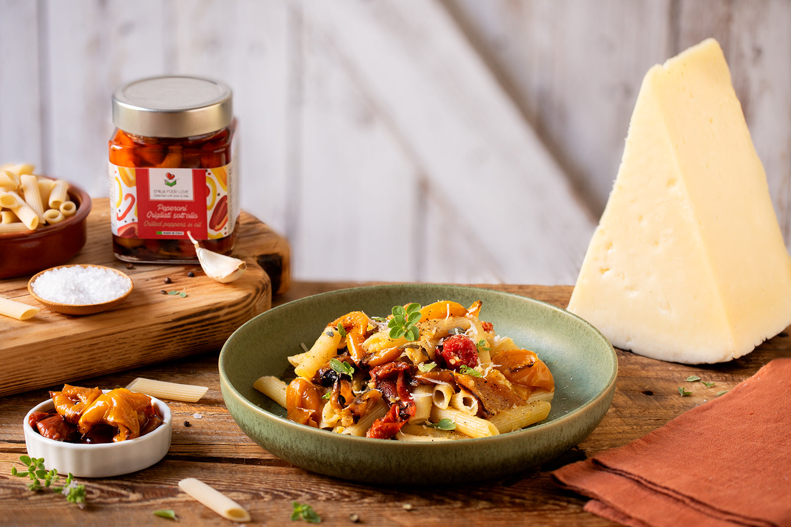 PENNE with Grilled Peppers and Pecorino Romano